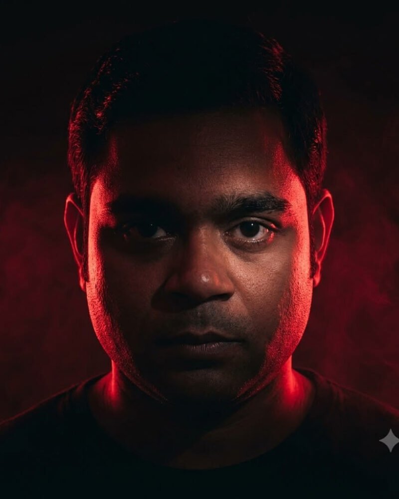Crimson Split-Light Dark Studio Profile DP