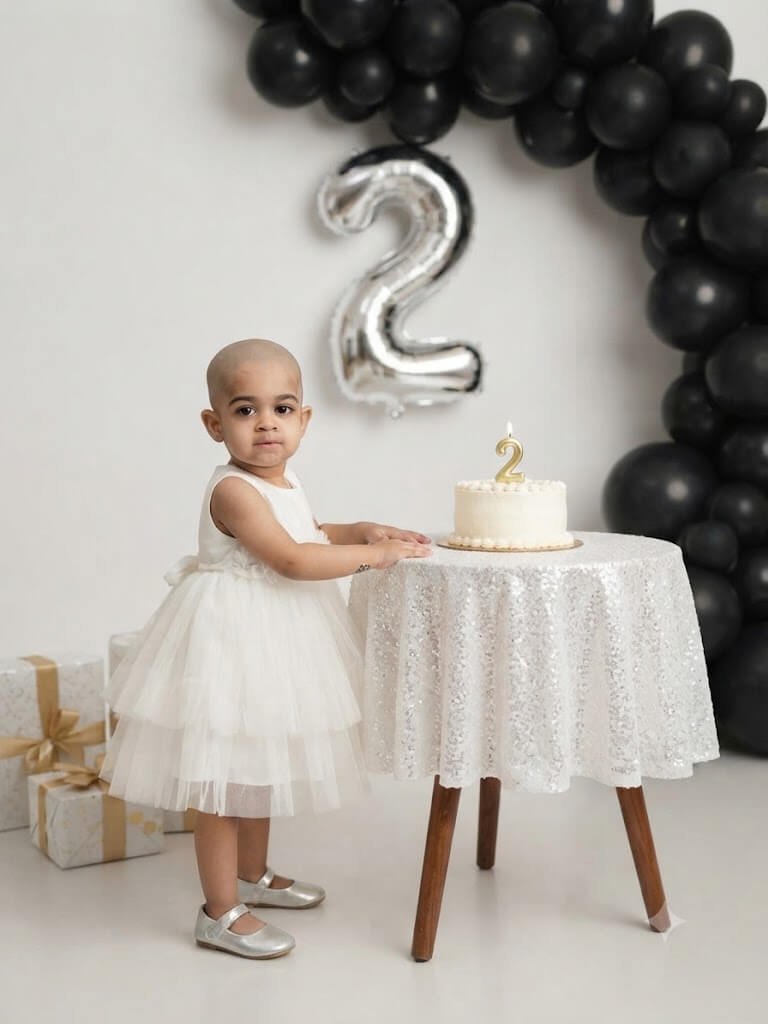 Elegant 2nd Birthday Studio Portrait for Baby Girl  (White & Gold Theme)