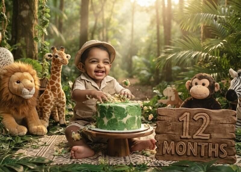 Month 12: Wild Safari Jungle First Birthday