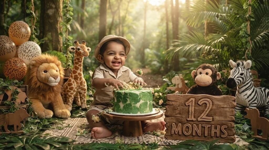 Month 12: Wild Safari Jungle First Birthday