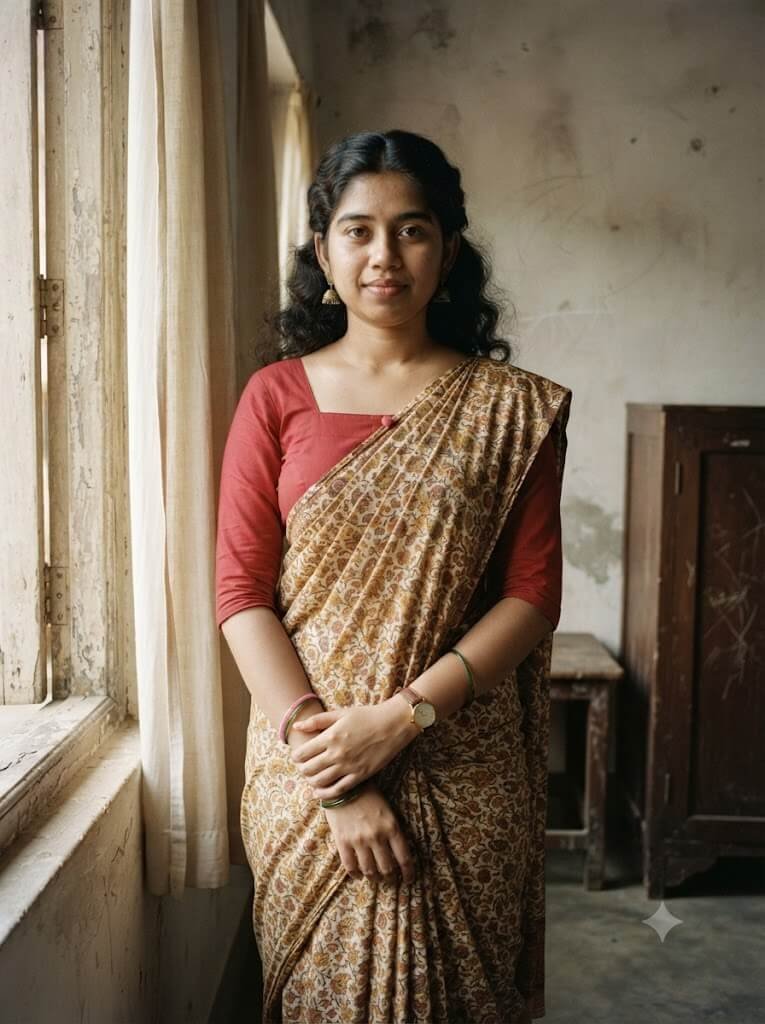 Timeless Elegance: 1984 Traditional Saree Portrait